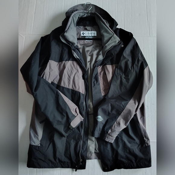 Columbia Interchange Bugaboo Omnitech Men's Jacket Large Black Gray Gorpcore - Picture 1 of 16